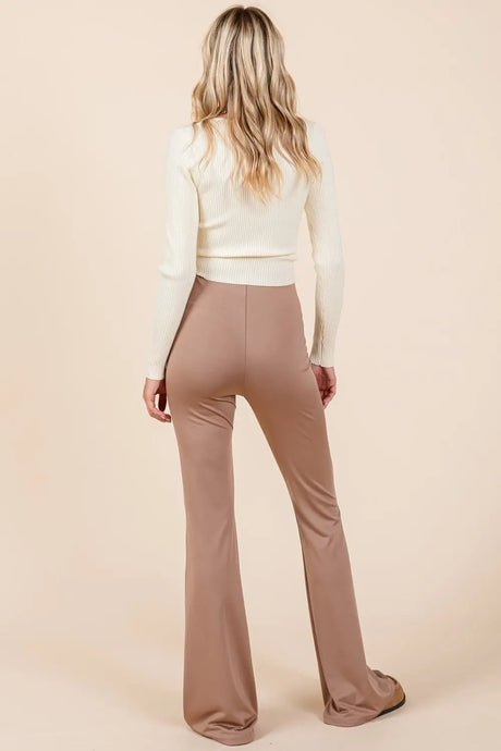 Mittoshop Stretchy Soft Elastic Waist Flare Pants Trendsi Hanalas