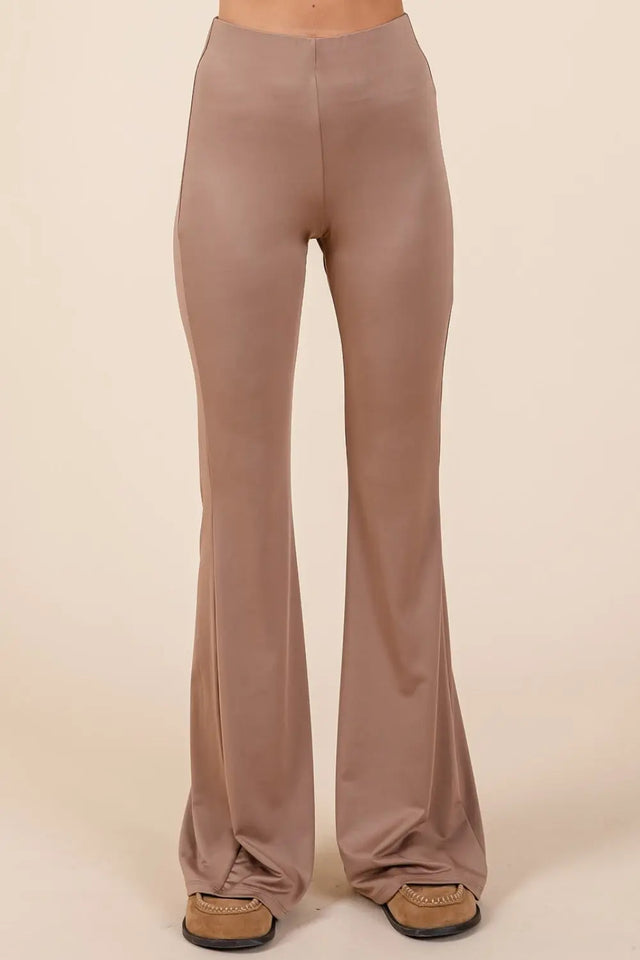 Mittoshop Stretchy Soft Elastic Waist Flare Pants Trendsi Hanalas