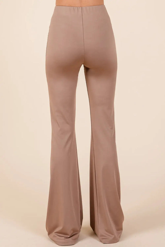 Mittoshop Stretchy Soft Elastic Waist Flare Pants Trendsi Hanalas