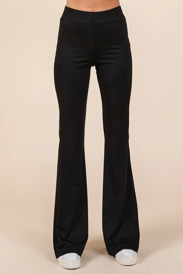 Mittoshop Stretchy Soft Elastic Waist Flare Pants Trendsi Hanalas