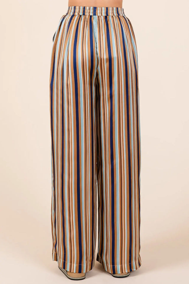 Mittoshop Striped Satin Elastic Waist Wide Leg Pants Trendsi Hanalas