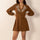 Notched Button Down Long Sleeve Mini Dress | Hanalas