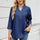 Notched Three-Quarter Sleeve Denim Top | Hanalas