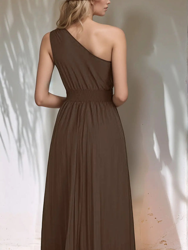 One Shoulder Sleeveless Midi Dress | Hanalas
