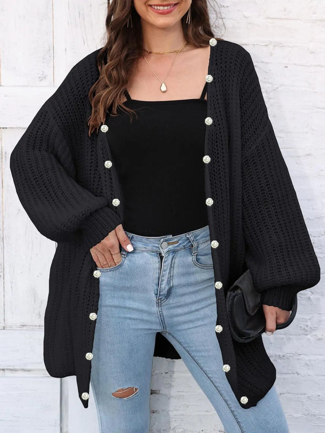 Open Front Long Sleeve Cardigan Trendsi Hanalas