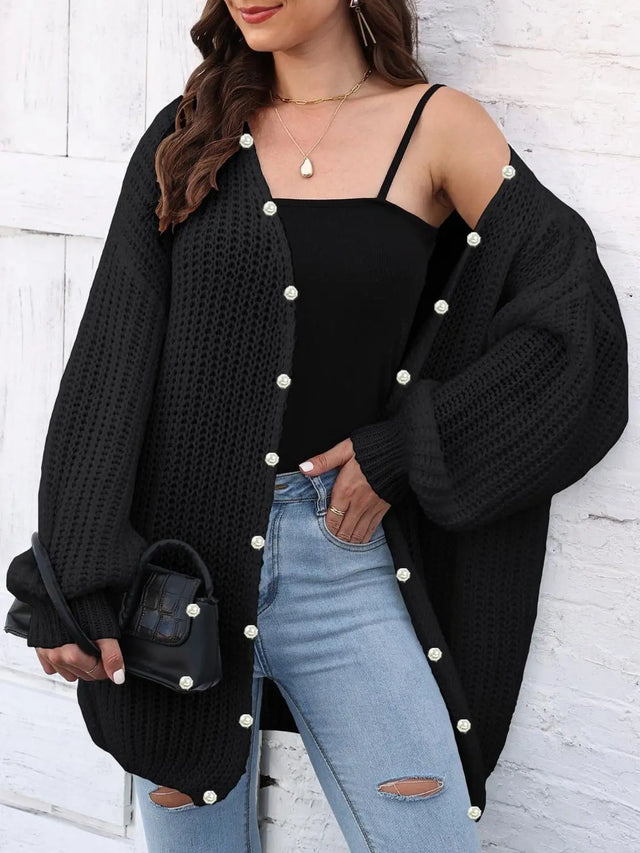 Open Front Long Sleeve Cardigan Trendsi Hanalas