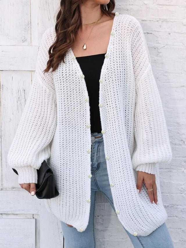 Open Front Long Sleeve Cardigan Trendsi Hanalas