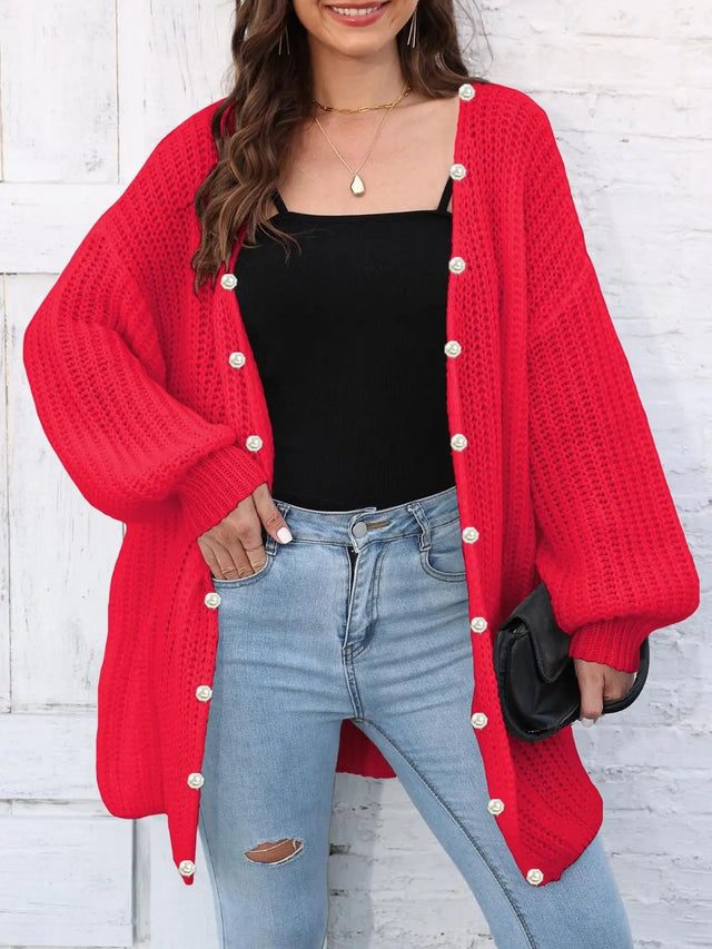 Open Front Long Sleeve Cardigan Trendsi Hanalas