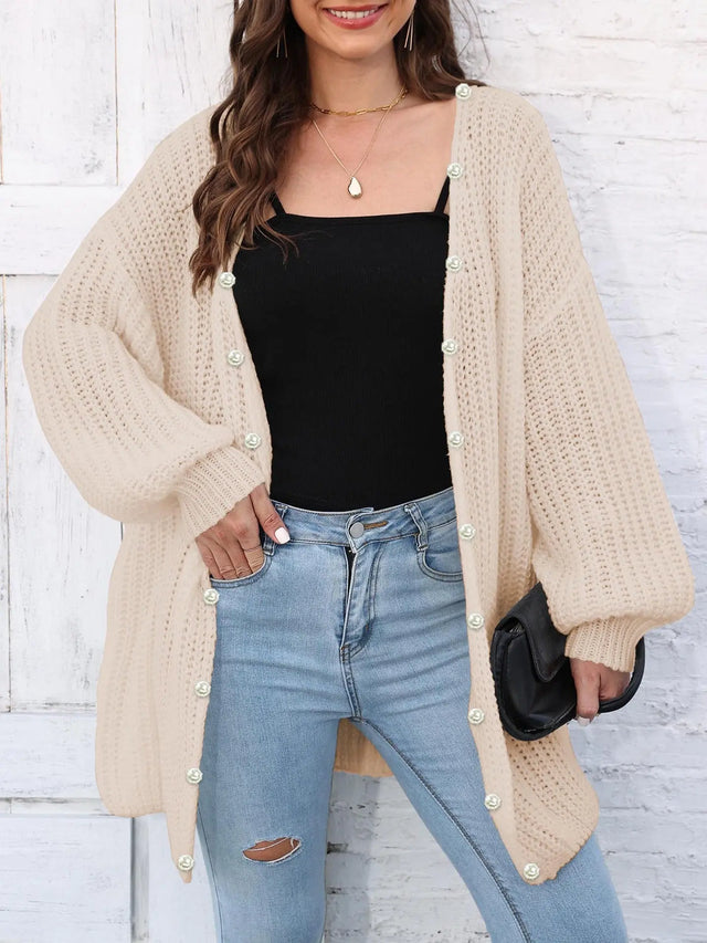 Open Front Long Sleeve Cardigan Trendsi Hanalas