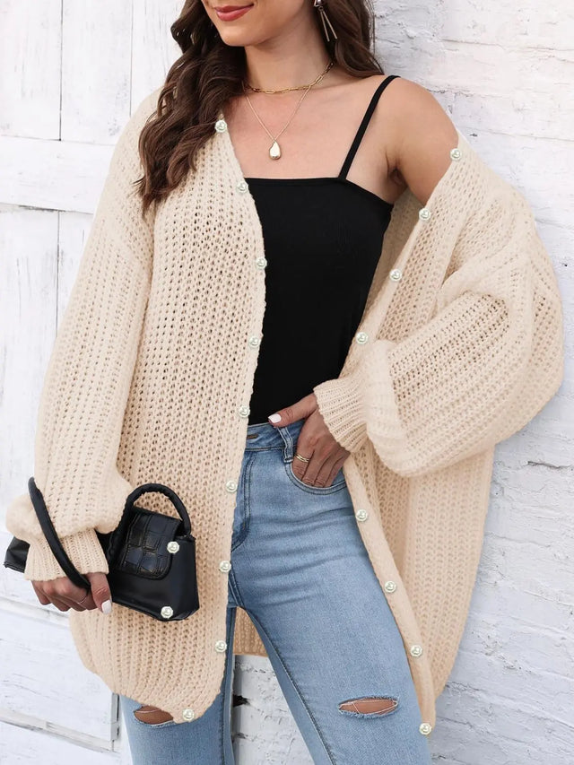 Open Front Long Sleeve Cardigan Trendsi Hanalas