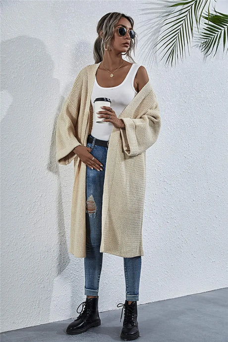 Open Front Long Sleeve Cardigan Trendsi Hanalas