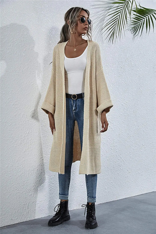 Open Front Long Sleeve Cardigan Trendsi Hanalas