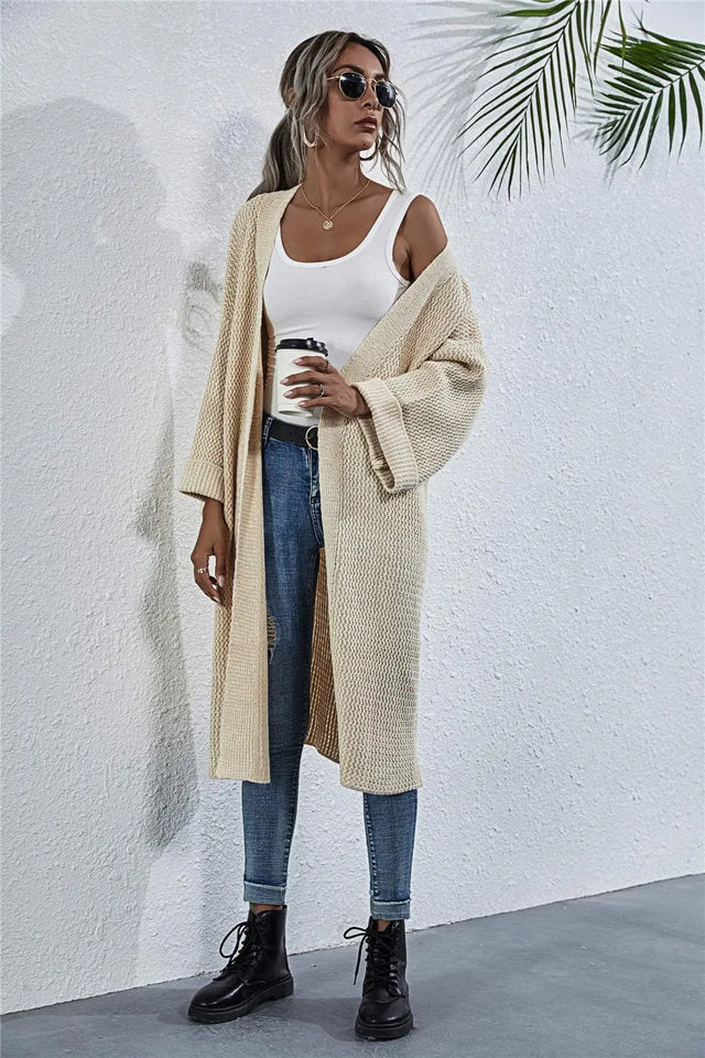 Open Front Long Sleeve Cardigan Trendsi Hanalas