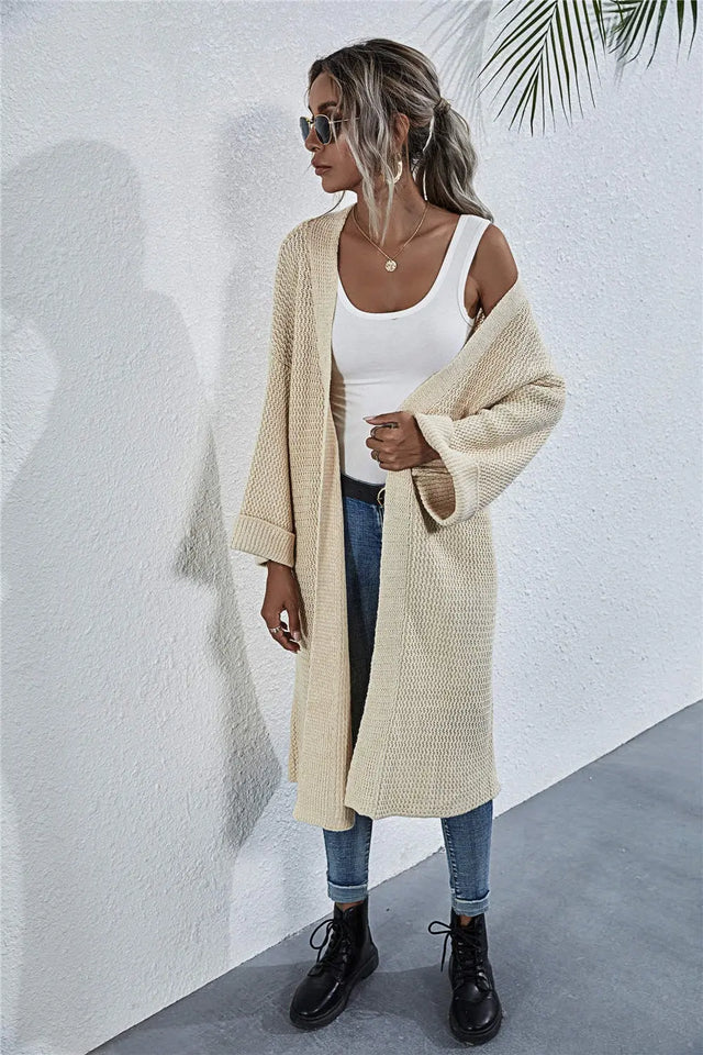 Open Front Long Sleeve Cardigan Trendsi Hanalas