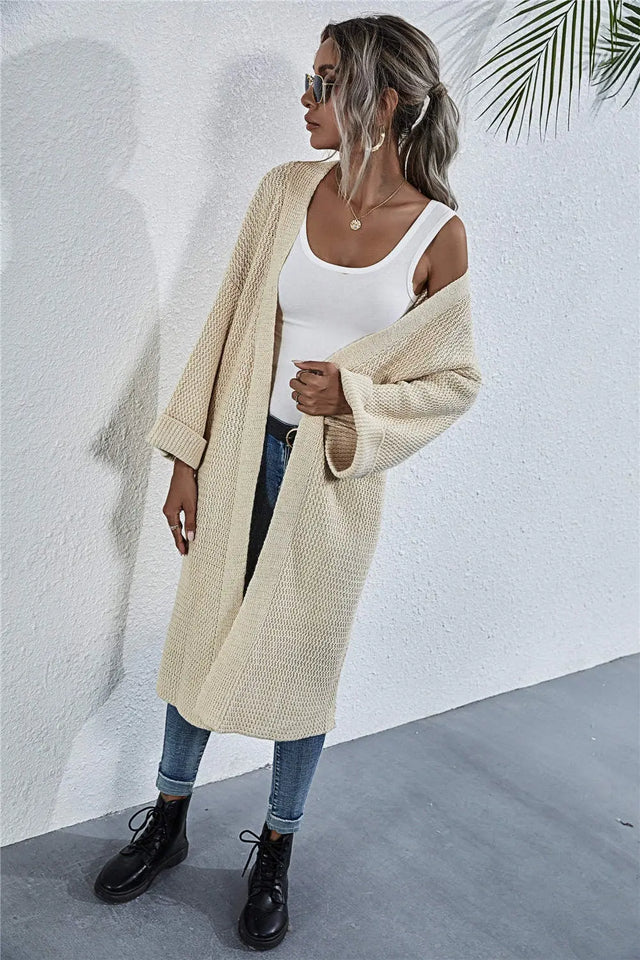 Open Front Long Sleeve Cardigan Trendsi Hanalas