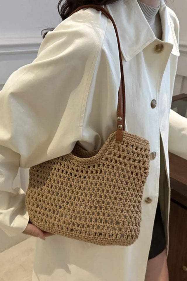 Openwork Woven Tote Bag Trendsi Hanalas