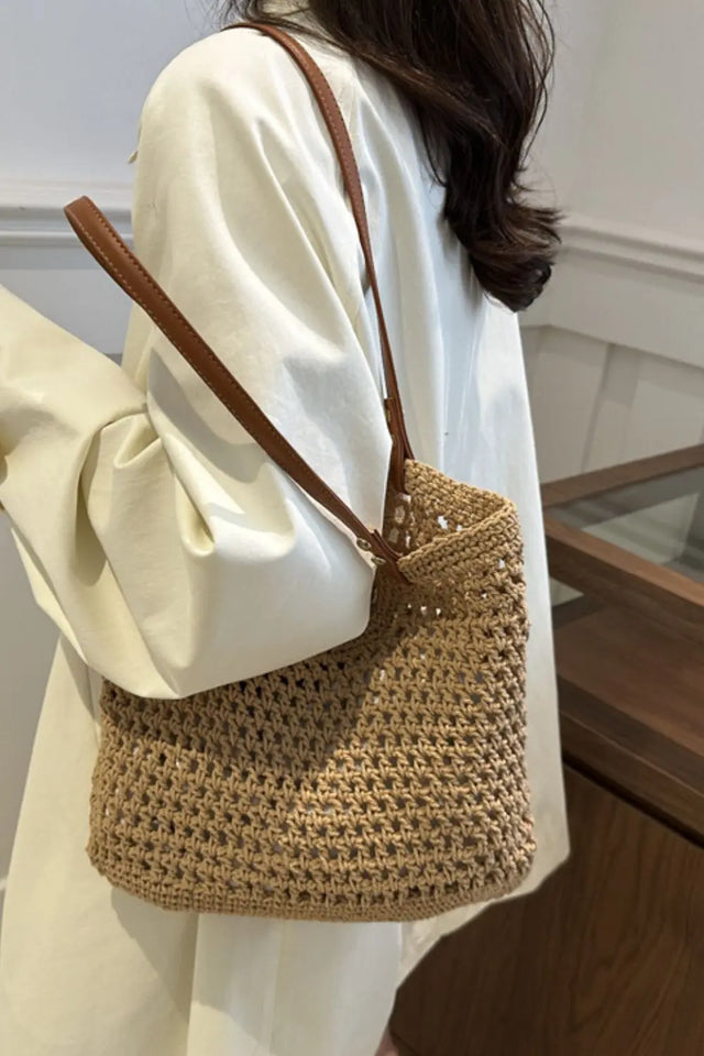 Openwork Woven Tote Bag Trendsi Hanalas