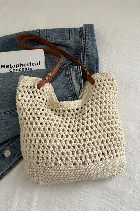 Openwork Woven Tote Bag Trendsi Hanalas