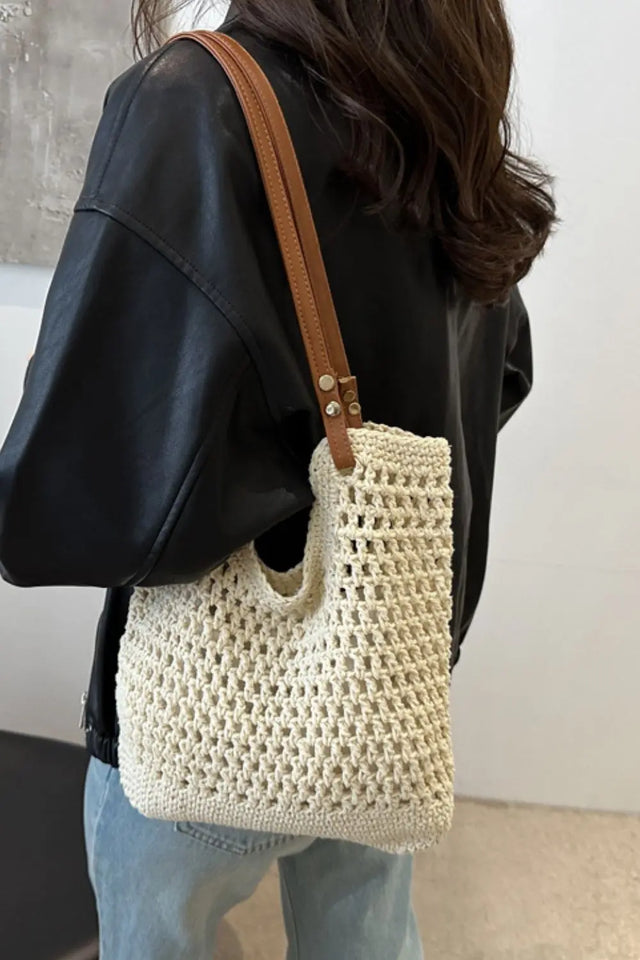 Openwork Woven Tote Bag Trendsi Hanalas