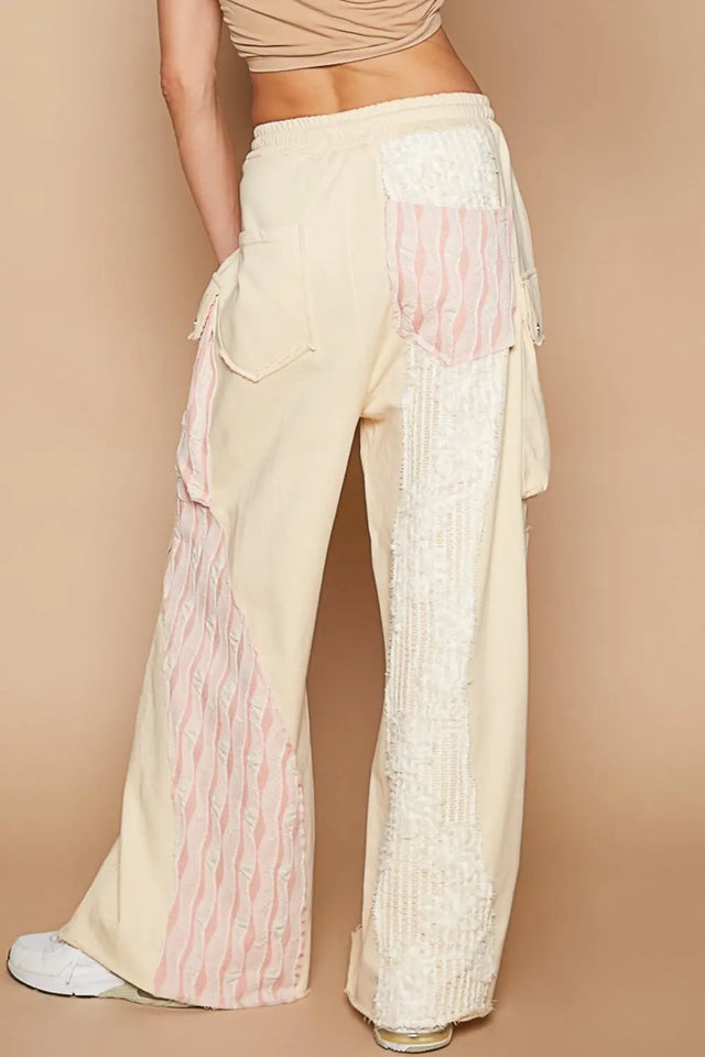 POL Crochet Contrast Drawstring Wide Leg Pants Trendsi Hanalas