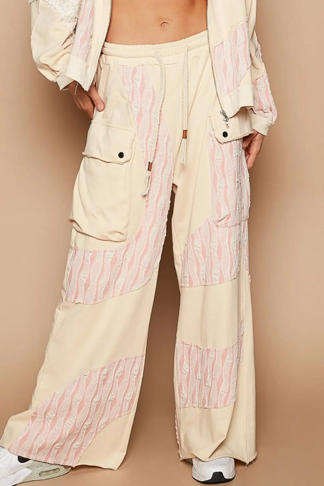 POL Crochet Contrast Drawstring Wide Leg Pants Trendsi Hanalas