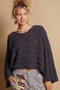 POL Round Neck Cable Knit Cropped Sweater Trendsi Hanalas