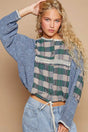 POL Round Neck Long Sleeve Plaid Shirt Trendsi Hanalas