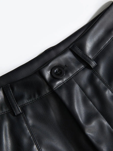 PU Leather High Rise Shorts | Hanalas