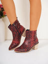 PU Leather Snakeskin Print Block Heel Boots Trendsi Hanalas