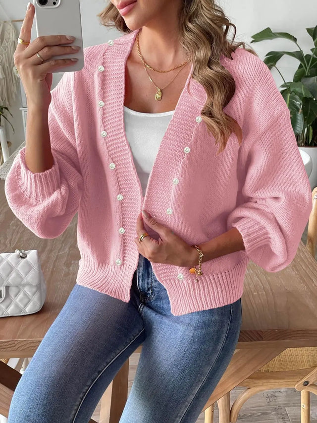 Pearl Open Front Long Sleeve Cardigan Trendsi Hanalas