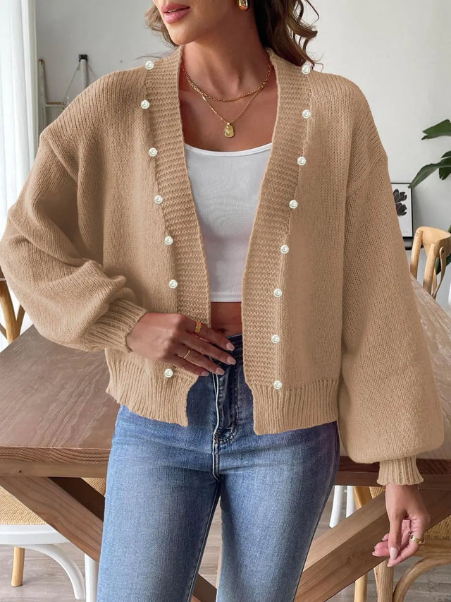 Pearl Open Front Long Sleeve Cardigan Trendsi Hanalas