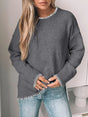 Perfee Round Neck Long Sleeve Sweater Trendsi Hanalas