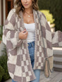 Plaid Open Front Long Sleeve Cardigan Trendsi Hanalas