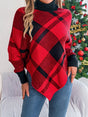 Plaid Turtleneck Batwing Sleeve Sweater Trendsi Hanalas