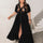 Plus Size Embroidered V-Neck Flutter Sleeve Maxi Dress | Hanalas