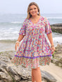 Plus Size Lace Detail Printed Half Sleeve Dress | Hanalas