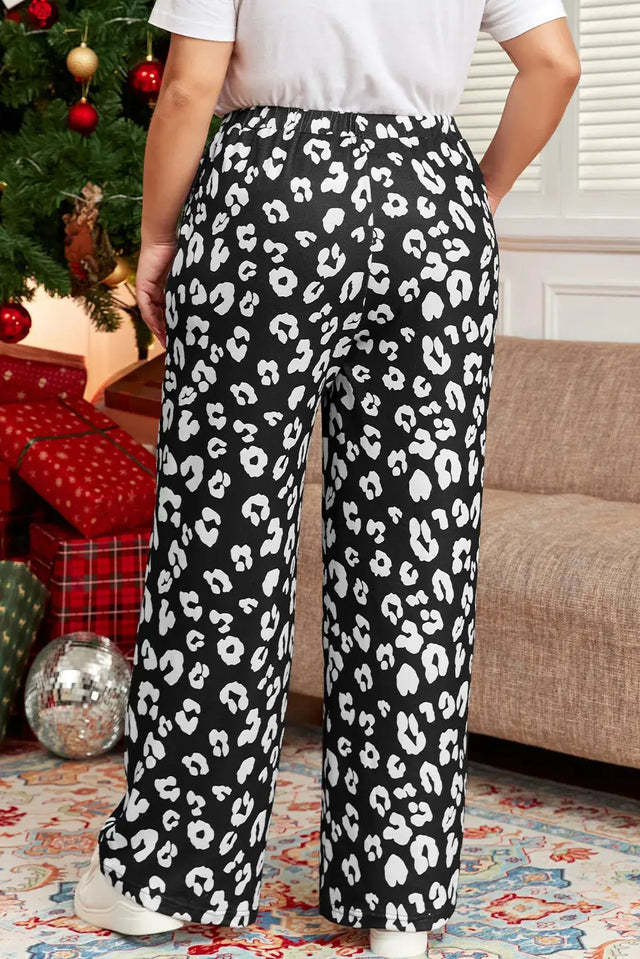 Plus Size Leopard Elastic Waist Pants Trendsi Hanalas