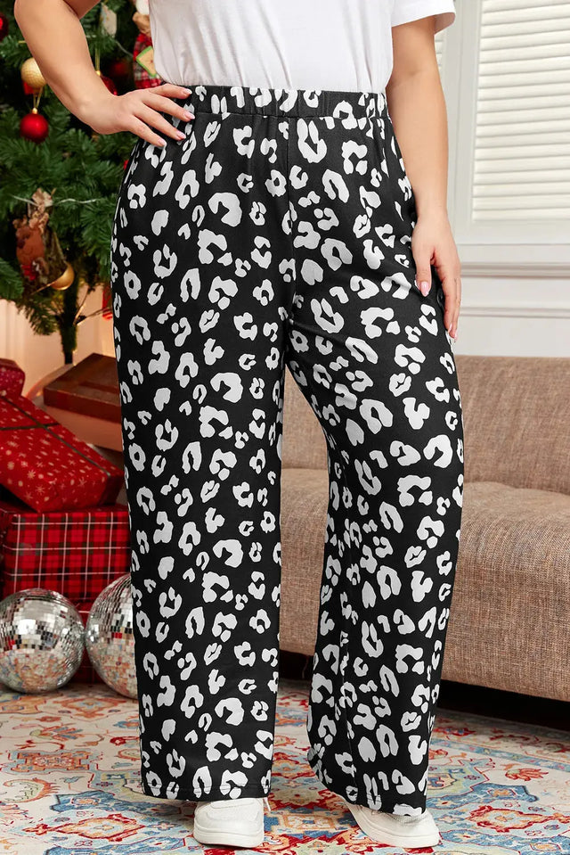 Plus Size Leopard Elastic Waist Pants Trendsi Hanalas