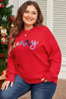 Plus Size MERRY Round Neck Long Sleeve Sweater Trendsi Hanalas