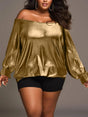 Plus Size Off-Shoulder Long Sleeve Blouse Trendsi Hanalas