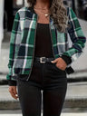 Plus Size Plaid Baseball Collar Zip Up Jacket Trendsi Hanalas