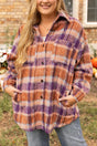 Plus Size Plaid Collared Neck Long Sleeve Jacket Trendsi Hanalas