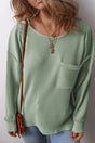 Plus Size Pocketed Ribbed Round Neck Long Sleeve Top Trendsi Hanalas