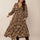 Plus Size Printed V-Neck Balloon Sleeve Maxi Dress | Hanalas