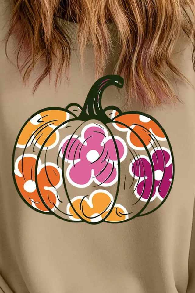 Plus Size Pumpkin Graphic Dropped Shoulder Sweatshirt Trendsi Hanalas