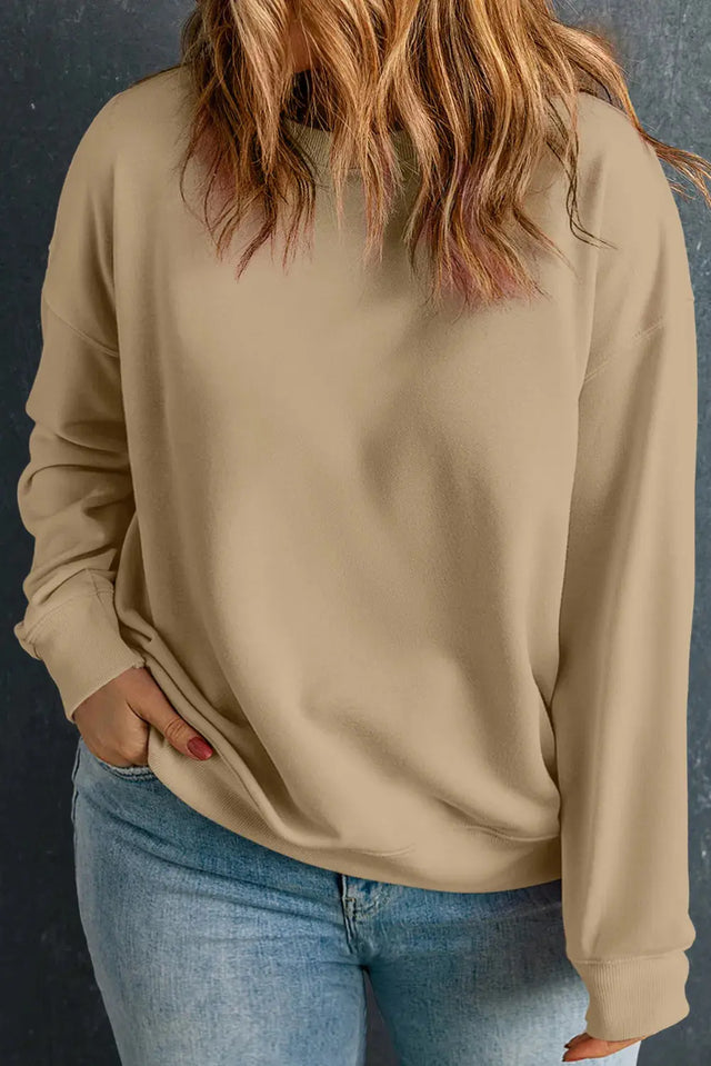 Plus Size Round Neck Long Sleeve Sweatshirt Trendsi Hanalas