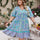 Plus Size Ruffled Hem Lace Detail Printed Half Sleeve Dress | Hanalas