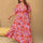 Plus Size Slit Floral V-Neck Half Sleeve Maxi Dress | Hanalas