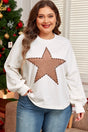 Plus Size Studded Star Round Neck Long Sleeve Blouse Trendsi Hanalas