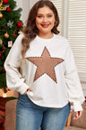 Plus Size Studded Star Round Neck Long Sleeve Blouse Trendsi Hanalas